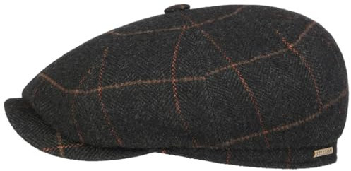 Stetson Hatteras Toscana Wool Flatcap Schirmmütze Schiebermütze Ballonmütze Herren - Made in the EU mit Schirm, Futter Herbst-Winter - XXL (62-63 cm) braun-schwarz
