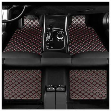BYKXQJIK Auto Fußmatten für Jeep Grand Cherokee 2011-2023,Autoteppiche Fahrzeug Fußmatten Set Innenraum Bodenmatten Allwetter Autofußmatten Teppichmatten Fußraum,A-BlackRed