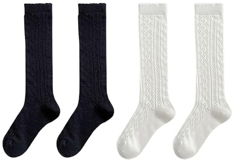 TYFGRT 2 Paar Damen-Kniestrümpfe, Damen-Wadensocken, Vintage-Baumwollsocken, Trachtensocken, Dünne Streifensocken, Atmungsaktive Sommersocken Für Damen