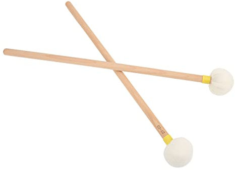 Premium Wool Felt Drum Mallets Kit, Non-Slip Wooden Handle Percussion Stick for Bass Drums, Timpani, 2Pcs (Yellow)