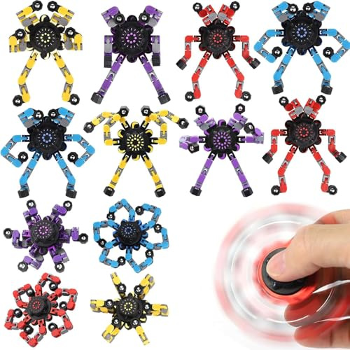12PCS Robot Fidget Spinner, Fai da Te Trasformabili Fidget Spinner, Giocattolo da Scrivania Girevole per le Dita, Giocattolo Antistress, Regalo di Compleanno, Premi in Classe, Bomboniere