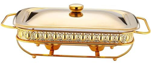 Generico Set da Buffet Chafing Dish Rettangolare in Acciaio Inossidabile da 1,5 l, scaldavivande per Feste, Matrimoni, Compleanni, salvaspazio, Facile Manutenzione, Mantiene Il Cibo Fresco
