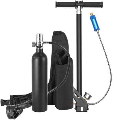 VEVOR Tanque de Buceo Portátil 1 L, Cilindro de Oxígeno para Buceo Que Permite Respirar bajo el Agua 15 a 20 Minutos, Profundidad de Buceo de 30 m, para la Exploración Subacuática, 89 x 360 mm