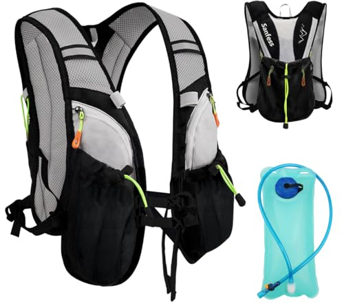 Zaino Trail Running per Uomo e Donna, Zaino Idratazione con Sacca Idrica da 2L, Gilet Zaino Trail Running, Gilet Idratazione da Corsa per Ciclismo Jogging Escursione Maratoneta