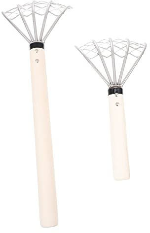 Mikikit Rastrillo de 5 Púas de Acero Inoxidable Red para Excavar Almejas Playa, Herramienta Manual para Jardinería y Marisqueo, Mango Ergonómico y Diseño Duradero, Uso en Exterior