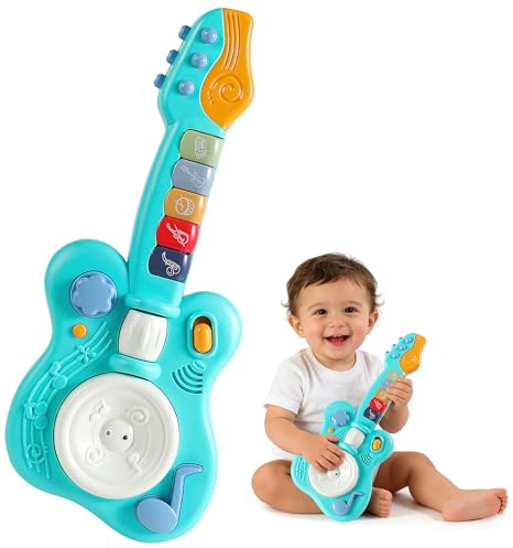 Didklom Children's Guitar Piano Learning Toy, 4-in-1 Educational Gift, with Touch Strings, Suitable for Children of 18 Months, Suitable for Boys and Girls