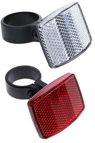 JDIEOQA Lot de 2 réflecteurs de vélo - Réflecteurs de lumière arrière avant pour guidon, selle, barre - Pour VTT et moto (rouge + blanc)