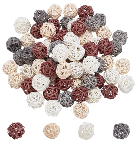 UNICRAFTALE 80 pièces 4 Couleurs Boules Décor en Rotin Remplissage de Vase Boules en Rotin 30mm Remplisseur de Bol Décor en Osier Orbe de Brindilles Sphères Décor de Table et de Mariage pour la Maison