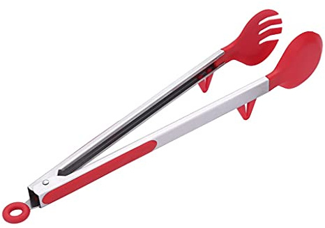 Pinzas para Barbacoa Pinzas de cocina, pinzas cocción bloqueo acero inoxidable primera calidad con puntas silicona, comida antideslizante for cocinar para Cocinar, Parrillas,Bufé(13in)