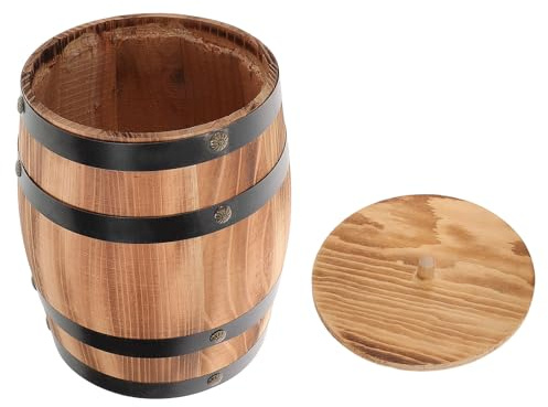 Happyyami Porta Utensilios de Cocina Rústico de Madera Diseño Vintage Único, Cubo Pequeño Multifuncional para Organizar Tenedores y Herramientas en Casa U Oficina