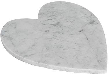 Argon Tableware Heart Marble Serving Platter - 23 x 27cm - Pack of 1 - White Marble Serving Dish Trays Cake Boards for Appetizers, Lunch, Mains, Parties, Food Presentation