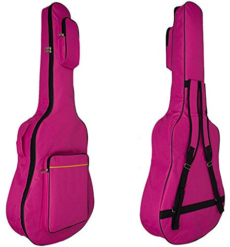 MINGZE 41 Zoll Gitarrentasche,Gitarren Gig Taschen,Plus Baumwolle Dicke wasserdichte verstellbare Schultergurt Gitarre Rucksack, eine Vielzahl von Farben (Rose rot)