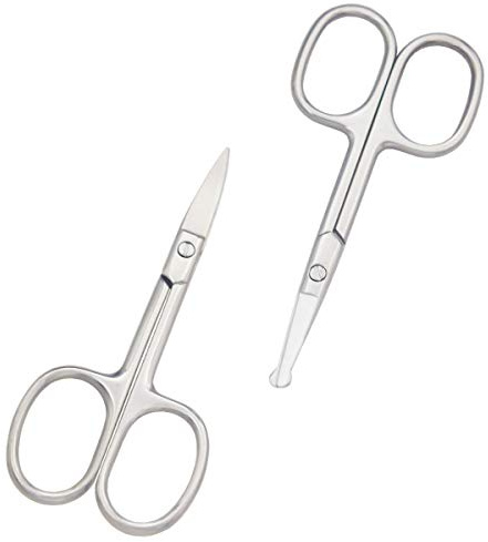 Motanar Eyebrow and Nose Hair Scissors, 3.7” Stainless Steel Professional Facial Nose Hair Trimmer Scissors for Women and Lace Wigs 2 Pieces