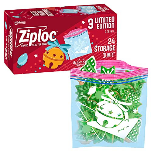 Ziploc Brand Storage Quart Bag Featuring Designs from Disney’s The Nutcracker and The Four Realms, Limited Edition, 24 Count