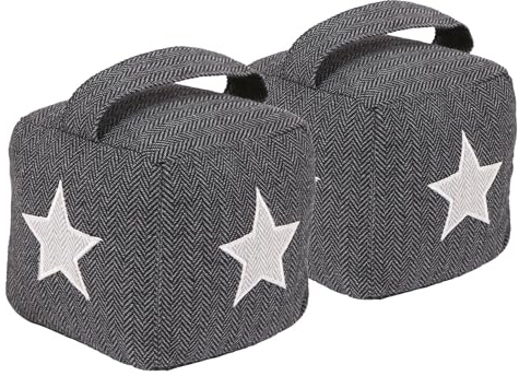 Nicola Spring Stoff Türstopper - Star - Dekorative Türstopper für Haus, Büro mit Griffen - Grau - 2er Pack