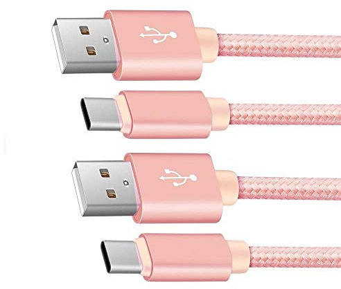 NWNK13 USB C CableType C Fast Charging Cable for Samsung Galaxy S20 S20 plus S20 ultra Nylon Braided Android Phone Charger Lead Wire Sync Cord rosegold 1mt