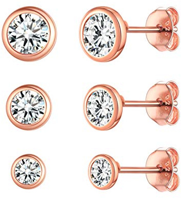 ChicSilver 925 Sterling Silber glitzer Ohrstecker Set mit Zirkonia+Bunter Rund Topas Ohrstecker Fächerform Ohrstecker Kristall bunten Schmuck für Frau Mutter als Geschenke