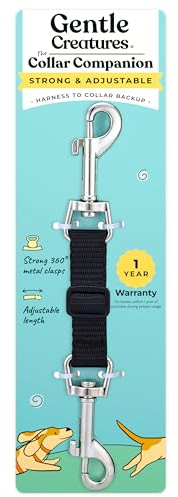 Gentle Creatures Collar Companion - Adjustable Backup Clip for Dog Harness, Prong, Pinch Collars, Gentle Lead - Double Ended Backup Clasp - Harness to Collar Safety Clip