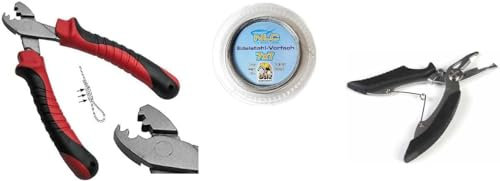 TOP Vorfach Set 1 x Behr Stahlvorfach 7x7 8kg, 12kg 10m, inkl Quetschhülsen- Zange & gratis Angelschere (12 kg)