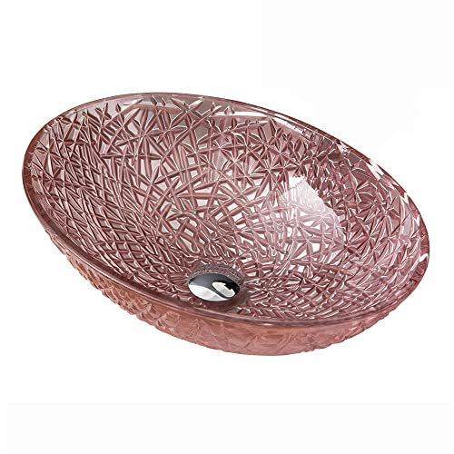 HomeLava Design Waschbecken Aufsatz-Waschschale Handwaschbecken Aufsatzwaschbecken Waschtisch aus hochwertiger Glas Oval (ohne Wasserhahn)