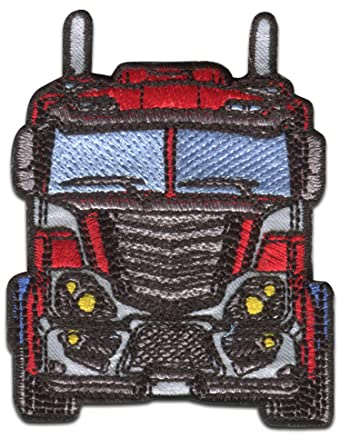 Hasbro © Transformers Optimus Prime Auto - Aufnäher, Bügelbild, Aufbügler, Applikationen, Patches, Flicken, zum aufbügeln, Größe: 5,5 x 6,9 cm