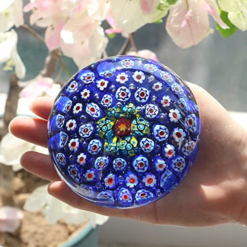 DECRZPB Farbige Glas Ornamente rund Briefbeschwerer aus mundgeblasenem Glas handgefertigte Kunstfigur Geschenk für Geburtstagstisch Heimdekoration