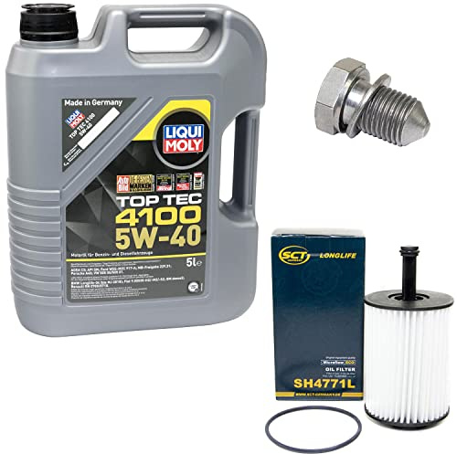 Motoröl Set Top Tec 4100 5W-40 5 Liter + Ölfilter SH4771L + Ölablassschraube 48871