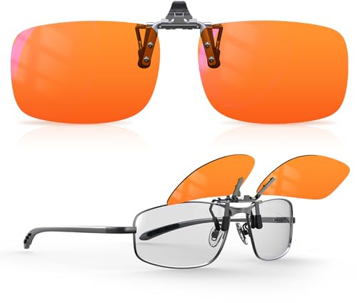 Goiteia Orange Blue Light Blocking Glasses Clip on for Migraine-Gaming Glasses for Eyes Strain/Light Sensitive-Help to Sleep