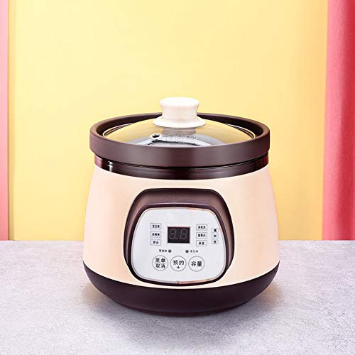 Pentola per Stufato con Rivestimento in Ceramica da 1,5 Litri, Fornello Elettrico Intelligente per Uso Domestico con Funzione di Prenotazione e 6 Impostazioni di Cottura per 2-3 Pe