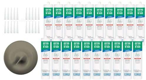 OTTOSEAL S 100 Premium-Sanitär-1K-Silikon Dichtstoff matt auf Acetat Basis Otto Chemie 20er Set (20x matt sanitärgrau C8681)