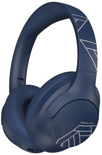 PowerLocus Cuffie Wireless Bluetooth, 50 ore di riproduzione, Cuffie Over Ear con 4 EQ Modalità di Suono, HiFi Suono, Cuffie Senza Fili con Microfono per Viaggio/Telefono/PC/Ufficio (Blu)