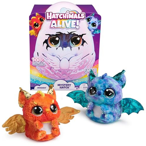 Hatchimals Alive Mystery Ei Draggle - magisches selbstschlüpfendes Ei ca. 25 cm groß mit interaktivem Überraschungs-Plüschtier, für Kinder ab 5 Jahren