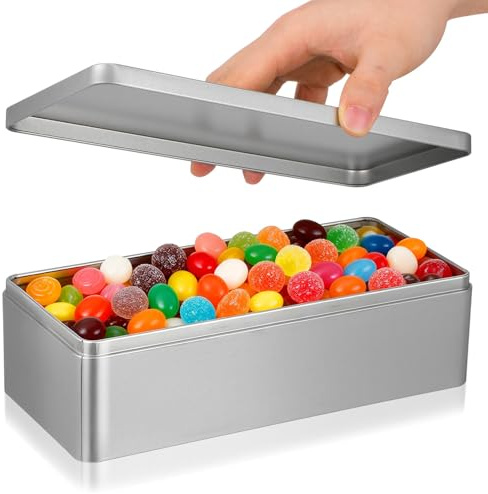 HOLIDYOYO Boîte De Conserve Rectangulaire Vide Contenants Boîte En Métal Avec Couvercles Boîte Cadeau Boîtes À Biscuits Boîte À Bonbons Boîtes De Thé En Vrac Boîte De Rangement De