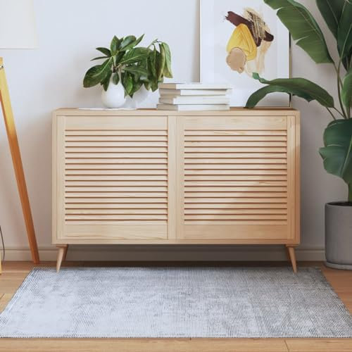 Homgoday Ante con Design a Lamelle 2 pz 61,5x59,4 cm in Legno di Pino, Ante per Armadio a Muro Persiana da Interni, Ante in Legno, Ante per Armadio da Cucina