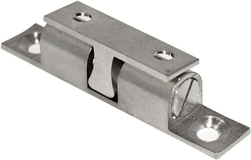 HKB ® 1 Stück Doppelkugelschnäpper mit Schrauben Schrankschnäpper Türschnäpper Möbeltürschnäpper Metall vernickelt 10 x 60mm