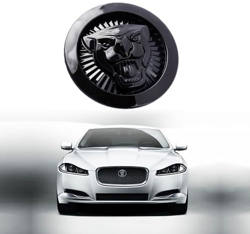 AULPEE Emblem Compatible with XF 2009-2015 XJ 2011-2015 Front Center Grille Emblem 2.83inch Car Badge Emblem Accessories(Front Black 72mm)