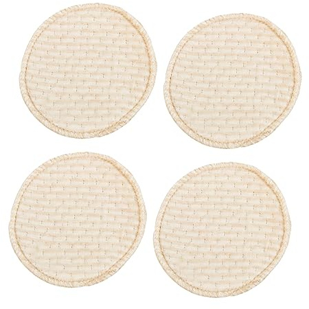 Beatifufu Lot de 4 Coussinets D'allaitement en Coton Naturel Beige, Absorbants et Lavables, Tapis Anti-débordement pour Mères Allaitantes, Dimensions 11x11 Cm