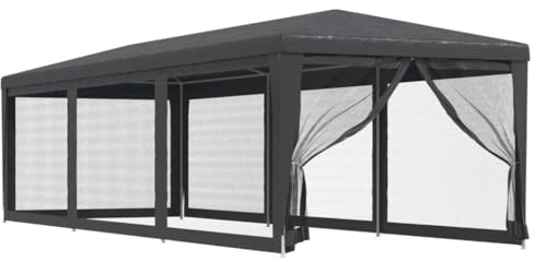 vidaXL Partyzelt mit 8 Mesh-Seitenwänden Gartenzelt Festzelt Pavillon Zelt Gartenpavillon Gazebo Gartenlaube Bierzelt Faltzelt Camping Anthrazit 3x9 m HDPE