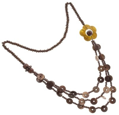 WESIEVYA Holzperlenkette Damen Retro Böhmen Stil Handgestrickt Kokosnussschalen Perlen Halskette Für Frauen Mode Schmuck