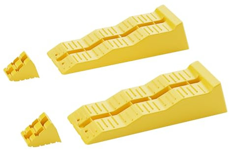 Wiltec Stufenkeile Paar 40/70/100 mm mit Stopper, Auffahrkeile 2er-Set mit 3 t Traglast, Ausgleichskeile für Wohnwagen, Wohnmobil, Camper usw.