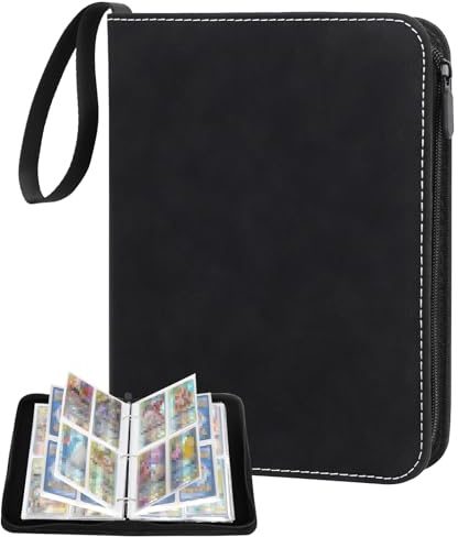 Sammelkarten Album,400 Karten Sammelalbum mit 50 Seiten | Taschen Sammelkarten Album，Trading Card Album,Karten Hlater Buch Karten Ordner für Sportkarte,Spielkarte,TCG(Schwarz)