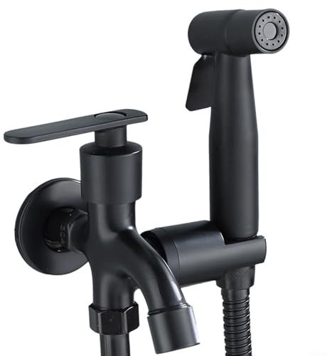 Pulvérisateur de bidet mural en acier inoxydable pour toilettes, tuyau d'eau flexible en acier inoxydable (noir)