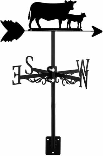 LASDERTV Veleta Decorativa de Toro Retro para Exteriores, jardín, techos, Montaje, indicador de dirección para cobertizos, paletas, Adorno de fácil instalación, Bronce, Ganado