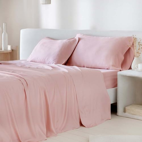 COTTON ARTean Juego sábanas 180 Saten Bambú ORGÁNICO 300 Hilos Nude | Incluye 4 piezas: encimera, bajera ajustable, 2 fundas de almohada. Certificado OEKO-TEX
