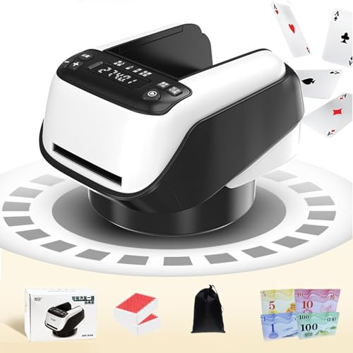 Mescolatore e distributore Automatico di Carte 2 in 1, Macchina per mescolare e distribuire Le Carte con Rotazione a 360°, mescolatore e distributore di Carte da Gioco Ricaricabile per Giochi