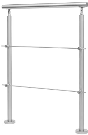MIIWWOWO Hand Rails Stairs Outdoor Banister Handrail Wrought Iron Handrail Kit, 80CM 2 Cross Bars, Hand Rails Outside Steps for Stairs, Garden, House Entrance, Backyard & Balcony, 80KG