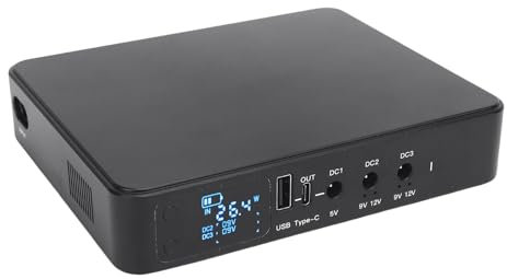 UPS Battery Backup Desktop pour Home Office 10400mAh avec Batterie de Lithium Rechargeable DC 5V / 9V / 12V Sortie Alimentation sans Interruption pour Le Modem du (Prise UE)