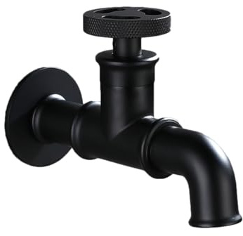 XSDSM Kaltwasserhahn Küche Wandmontage Wasserhahn Kaltwasser Einzelgriff Geeignet für Waschtisch, Balkon, Badezimmer G1/2,Schwarz