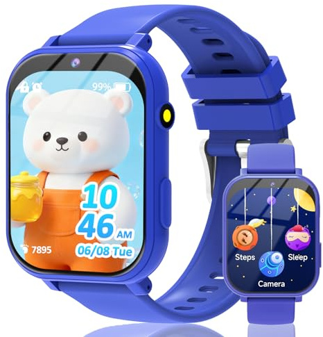 clleylise smartwatch bambini smartwatch – orologio da polso per ragazzi e ragazze con 18 giochi, fotocamera, contapassi e touch screen – orologio fitness per bambini dai 6 anni in su