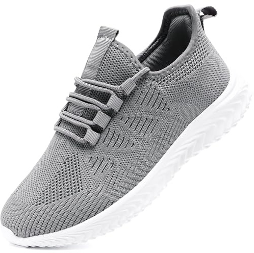 EKRBXA Mens Running Shoes Tennis Shoes Slip on Walking Sneakers Gym Comfortable Non Slip Training Sport Shoe Gray Size 11